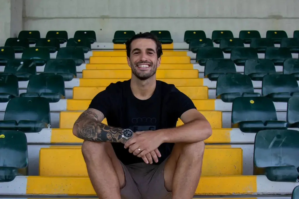 Tiago Ferreira, novo reforço do FC Paços de Ferreira, no Estádio Capital do Móvel.