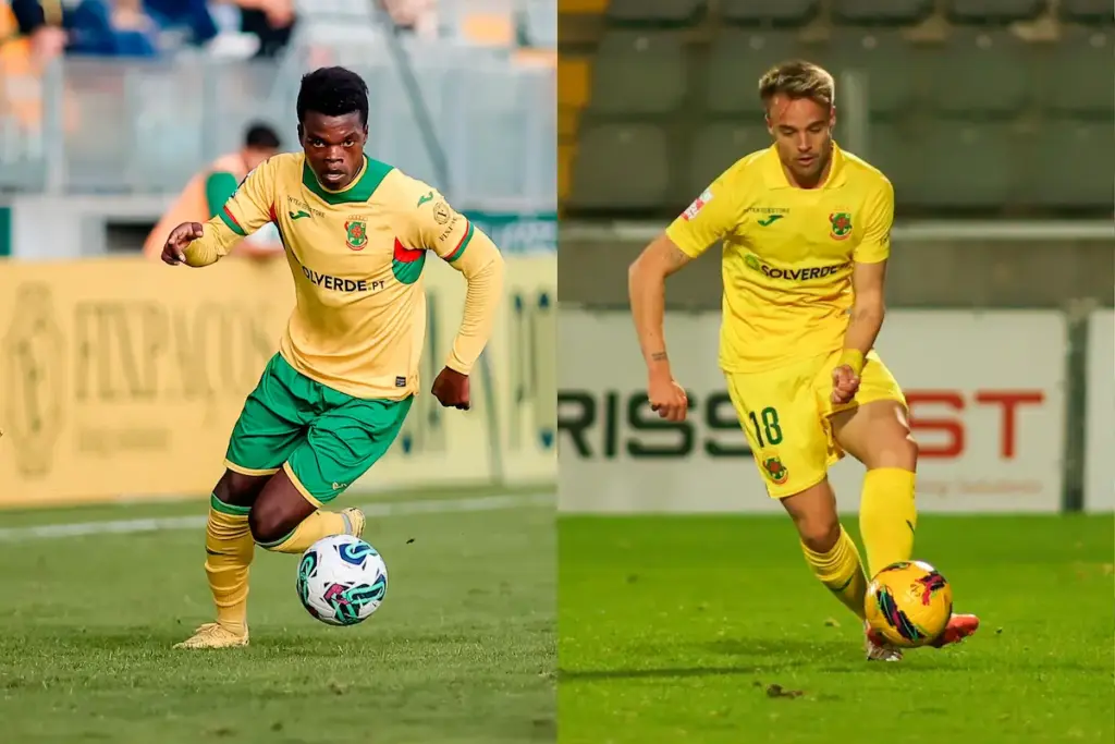 Miguel Moreno e Rui Pedro ao serviço do FC Paços de Ferreira.