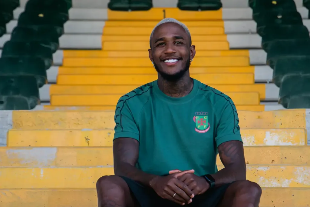 Jotta, novo reforço do FC Paços de Ferreira, no Estádio Capital do Móvel.